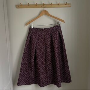 Abercrombie & Fitch Burgundy Patterned A-Line Skirt